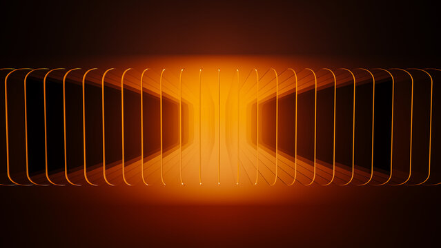 Geometric shapes creating an abstract effect with warm orange hues