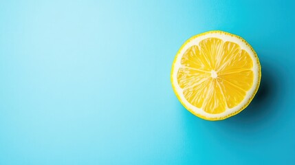 Half Lemon with Blue Background.