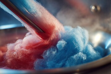 Fototapeta premium Colorful cotton candy being made