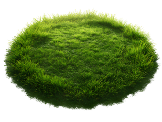 Beautiful grass patch in round shape, transparent background