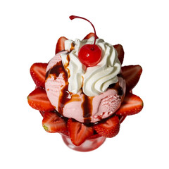 Sundae top view on white background 