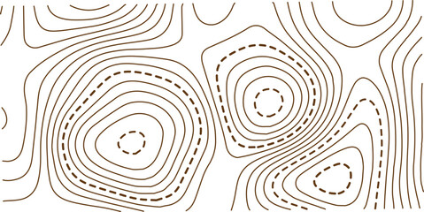 Vector illustration. Abstract topographic map. Golden dashed contour lines on white background