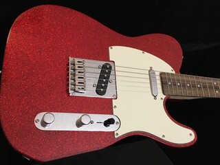 electric guitar on red background