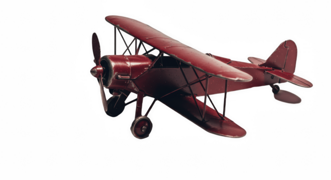  Rusty Vintage Biplane Model Isolated on Transparent PNG Background, biplane, airplane, aircraft, vintage, antique, retro, old, replica, scale model