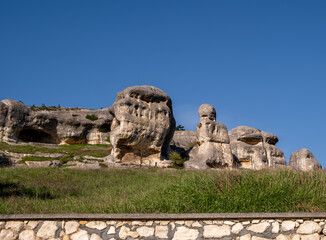 Stone sculptures of the Bakhchisarai sphinxes.