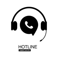 Hotline Support Icon. Customer Service Symbol on a transparent background.