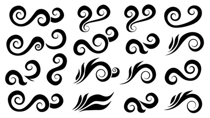 Fototapeta premium Set of Abstract Tribal Swirl and Spiral Design Elements.Black Vector Tattoo Style Collection.