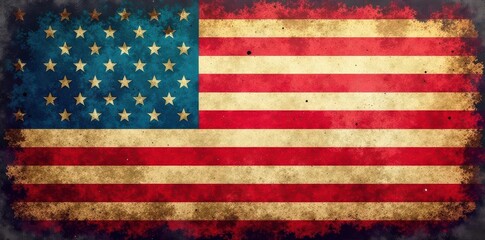 Distressed flag, stars & stripes, grunge texture, usa, patriotic background, fabric