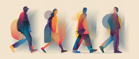 Movement of people abstract concept vector illustrations. High quality
