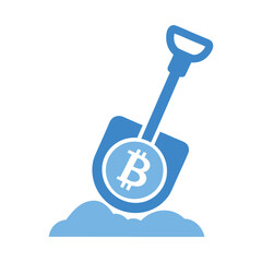 Bitcoin in shovel icon