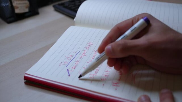 Checklist being marked in notebook&mdash;great for productivity, planning, workflow, or time management visuals.