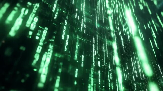 Digital green binary code abstract background for presentation