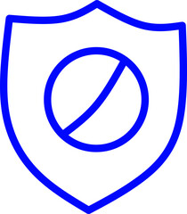 blue line icon prohibited inside circle. Blue line icon with medical and healthcare inside circle