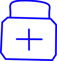 blue line icon syringe inside circle. Blue line icon with medical and healthcare inside circle