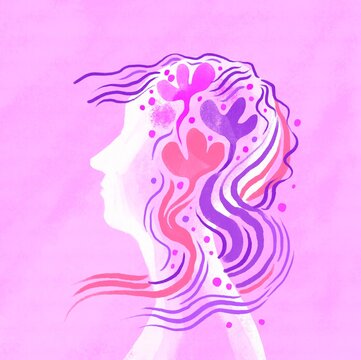 woman head with botanical motives