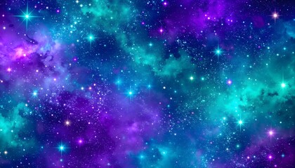 A cosmic abstract background in deep purple and electric teal 