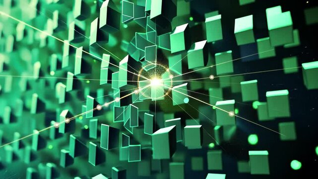 Digital green hexagonal background creates a seamless pattern with a modern and dynamic look, Green hex-code digital background Seamless 3D render