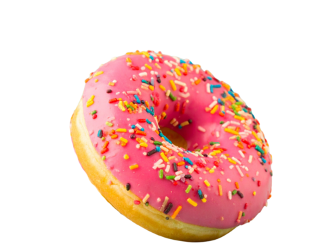 Floating Strawberry Donuts on Pastel Breeze.