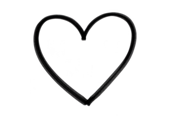 A simple black heart shape outlined against a transparent backdrop, isolated on transparent background