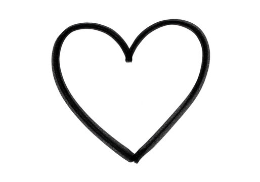 A simple black heart shape outlined against a transparent backdrop, isolated on transparent background