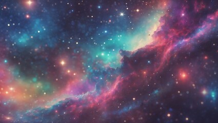 Obraz premium Colorful Nebula with Space, Galaxy, Stars, and Cosmic.