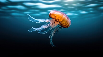 Majestic Jellyfish Illuminated in Serene Ocean Environment
