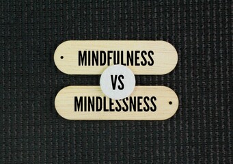 Two opposing words mindfulness vs mindlessness. mindfulness is the opposite of mindlessness. Being...