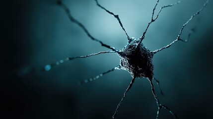 Intricate Neuron Structure Against Dark Mysterious Background