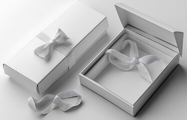Elegant White Gift Boxes with Ribbon in Soft Minimal Light

