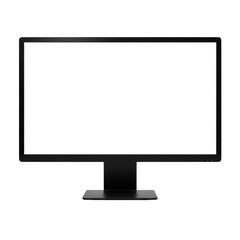 Modern black computer monitor with blank screen isolated PNG with Transparent Background