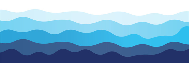 Seamless sea waves layered vector background. Blue ocean waves. Water wave pattern design.