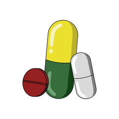 Vector illustration antibiotic pills, for medicine, pharmacy. Suitable for your design elements, logos, or clinic symbols.