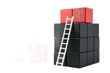 Ladders Leaning on Red and Black Blocks, Symbolizing Growth and Achievement
