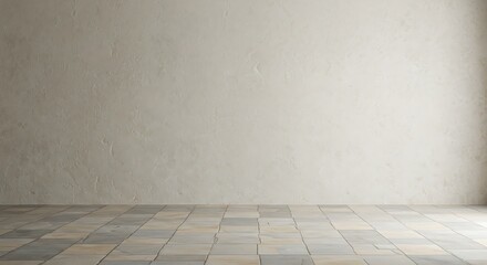 Fototapeta premium Empty room, Empty stucco wall and stone floor of mediterranean traditional home interior wall
