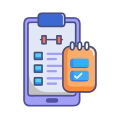  Personalized Digital Workout Planner Icon. Design of Fitness and Gym Icons.