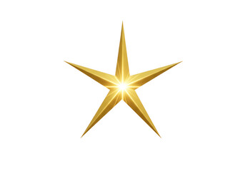 Obraz premium A golden star with a bright shine isolated on transparent background