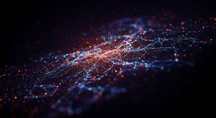 Futuristic Data Network with Glowing Particles - Abstract Digital Connectivity & Big Data Background

