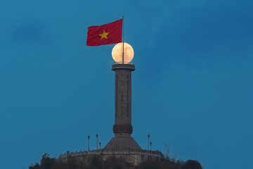 Flag tower in Lung Cu, Ha Giang, Vietnam showcases Vietnamese fl