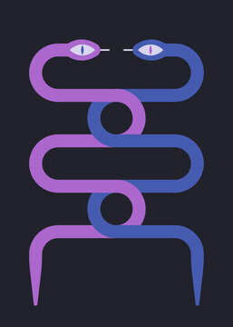 Futuristic intertwined snakes