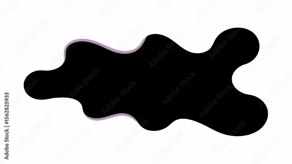 Poster irregular black shape with a faint gray outline on a white background creating an abstract design