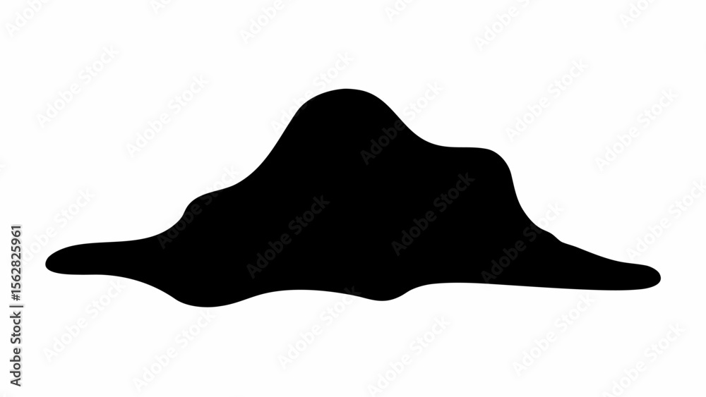 Poster abstract black blob with uneven edges and a rounded peak isolated on a white background in vector fo