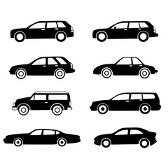 Collection of Black Silhouette Car Icons design
