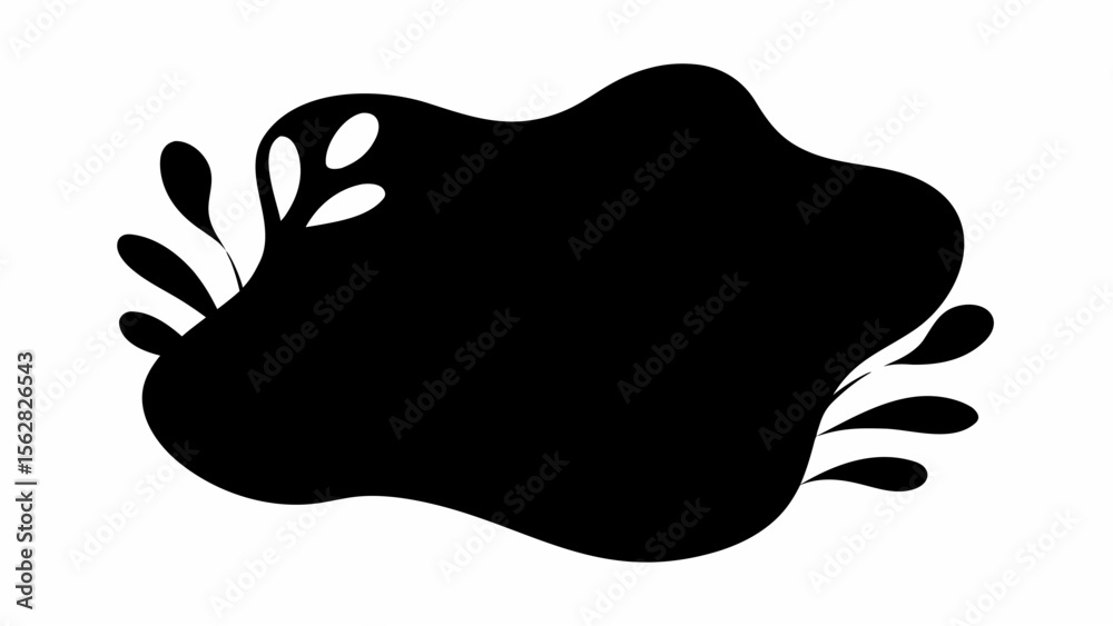 Aufkleber abstract black blob shape with small leaf like shapes on the side creating a fluid design element