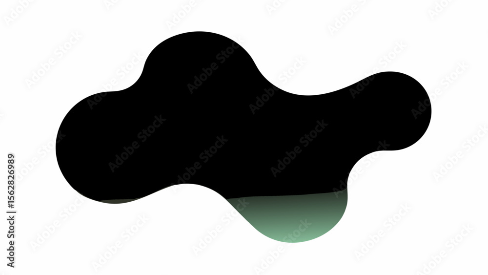 Poster abstract black blob shape with a subtle gradient on a white background creating a modern design