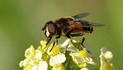 Hoverfly on White Flowers