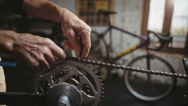 Bicycle repair tips for maintaining chain and gears at home in a workshop setting