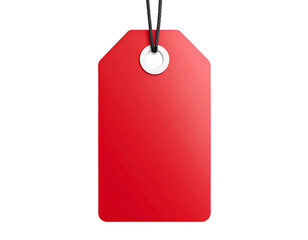 Red Rectangular Tag with Center Label Space and Hanging Hole, Isolated PNG