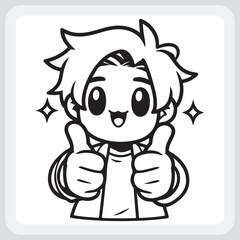 Happy cartoon character giving a thumbs-up, perfect for positive messages.