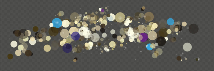 Shining bokeh isolated on transparent background. Golden bokeh lights with glowing particles isolated. Christmas concept