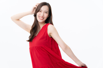 白バックの若い女性のビューティー